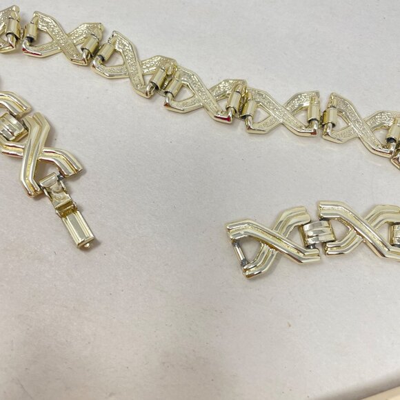 Vintage Choker Necklace Gold-Tone Chunky Retro Simple‎ Geometric Minimal - Picture 6 of 10